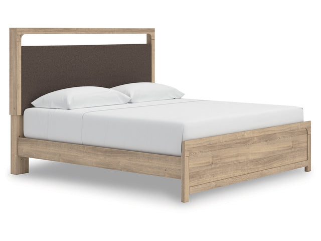 Kinlanni Tan King Upholstered Platform Bed (Online Special Price) - Ornate Home