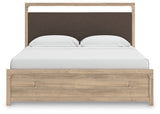 Kinlanni Tan King Upholstered Platform Bed (Online Special Price) - Ornate Home