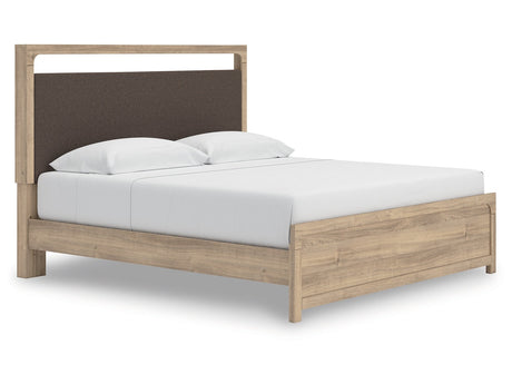 Kinlanni Tan King Upholstered Platform Bed - Ornate Home