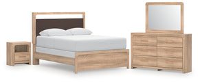 Kinlanni Tan Queen Panel Bed, Dresser, Mirror and Nightstand (Online Special Price) - Ornate Home