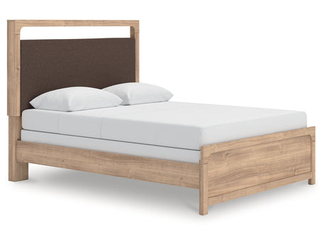 Kinlanni Tan Queen Upholstered Panel Bed - Ornate Home