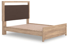 Kinlanni Tan Queen Upholstered Platform Bed - Ornate Home