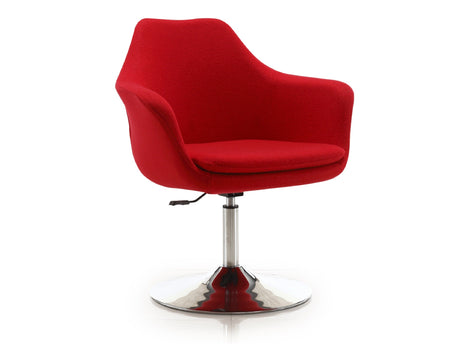 Kinsey Adjustable Height Swivel Accent Chair in Red and Polished Chrome - Ornate Home