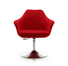 Kinsey Adjustable Height Swivel Accent Chair in Red and Polished Chrome - Ornate Home