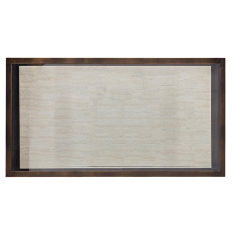 Kinsley Bronze/White Travertine Cocktail Table - Ornate Home