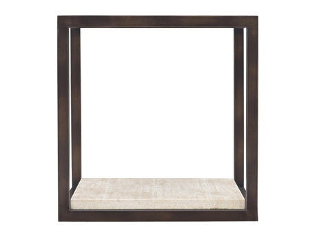 Kinsley White Travertine/Bronze Side Table - Ornate Home