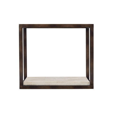 Kinsley White Travertine/Bronze Side Table - Ornate Home