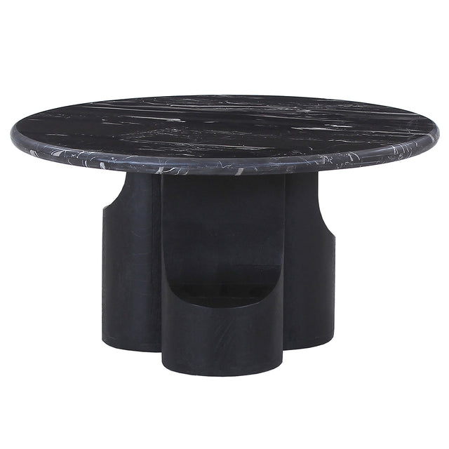Kinton Natural Marble Top/ Black Mercana Coffee Table - Ornate Home