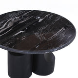 Kinton Natural Marble Top/ Black Mercana Coffee Table - Ornate Home