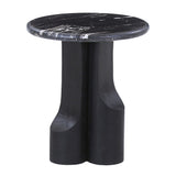 Kinton Natural Marble Top/ Black Mercana End Table - Ornate Home
