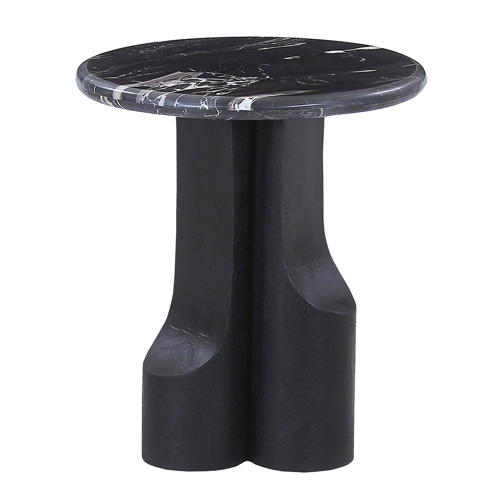 Kinton Natural Marble Top/ Black Mercana End Table - Ornate Home