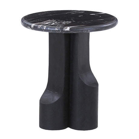 Kinton Natural Marble Top/ Black Mercana End Table - Ornate Home