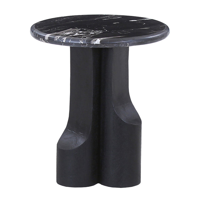 Kinton Natural Marble Top/ Black Mercana End Table - Ornate Home