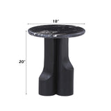 Kinton Natural Marble Top/ Black Mercana End Table - Ornate Home