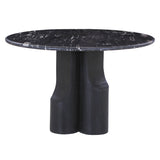 Kinton Natural Marble Top/ Black Mercana Round Dining Table - Ornate Home