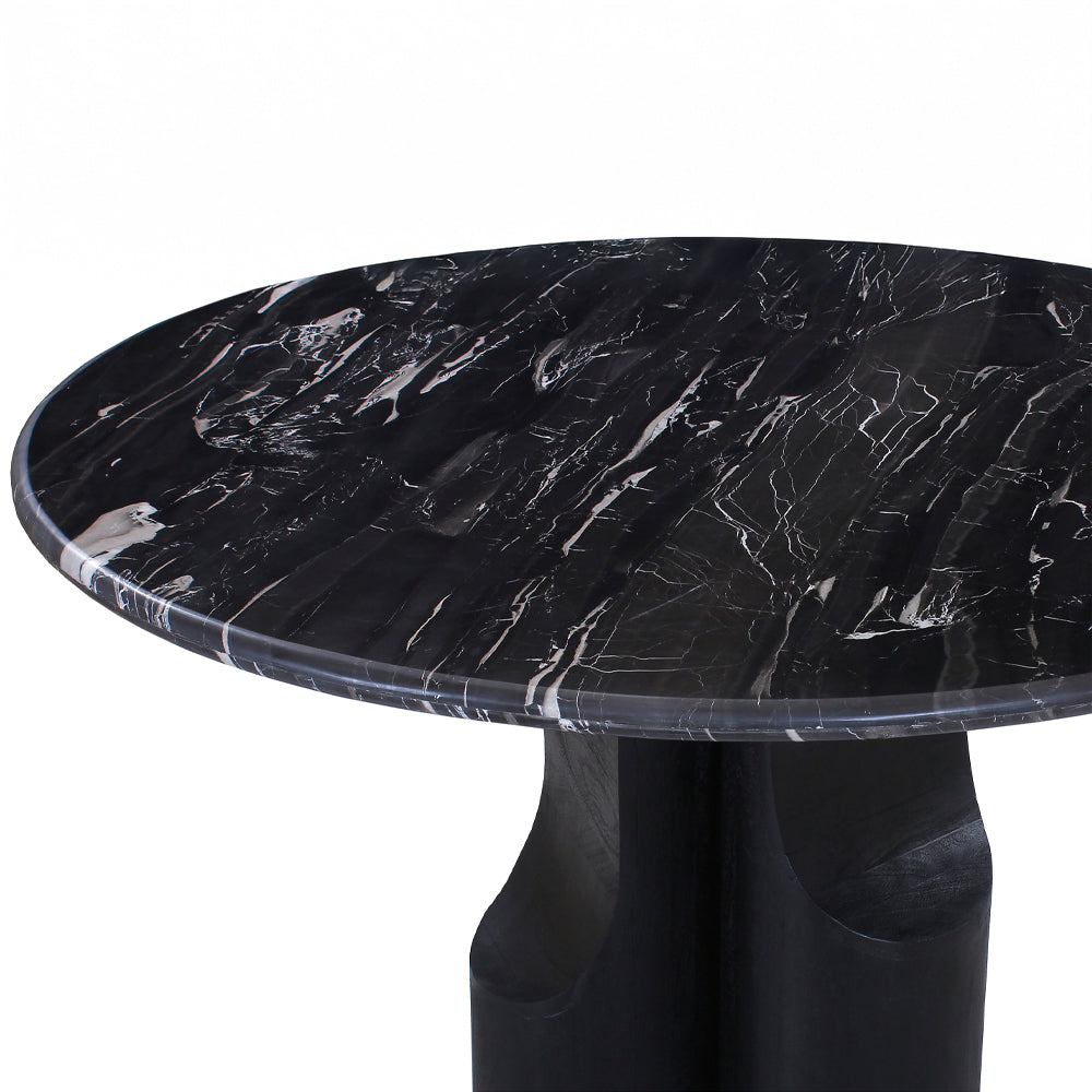 Kinton Natural Marble Top/ Black Mercana Round Dining Table - Ornate Home