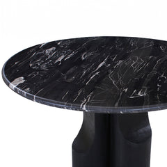 Kinton Natural Marble Top/ Black Mercana Round Dining Table - Ornate Home
