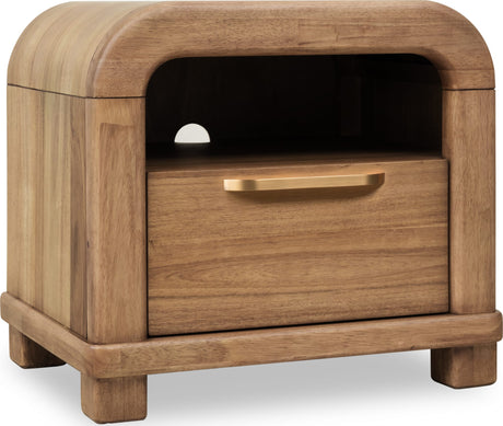 Kione Lioness One Drawer Acacia Wood Nightstand - Ornate Home