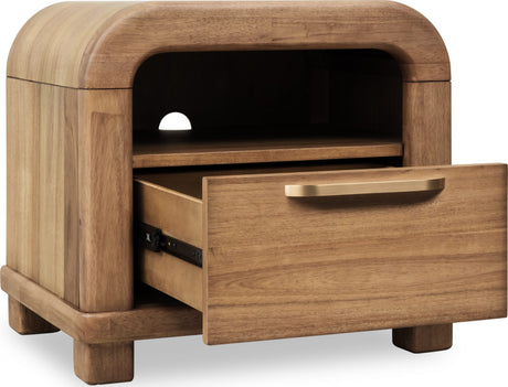 Kione Lioness One Drawer Acacia Wood Nightstand - Ornate Home