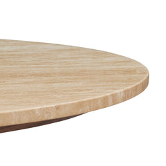 Kioni Walnut Round Travertine Coffee Table - Ornate Home