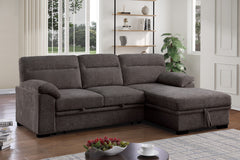 Kipling II Brown 95"W Chenille Sleeper Sectional Sofa with Right-Facing Chaise - Ornate Home