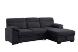 Kipling II Charcoal 95"W Chenille Sleeper Sectional Sofa with Right-Facing Chaise - Ornate Home
