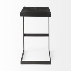 Kiran Black Wood C-Shape Bar Stool - Ornate Home