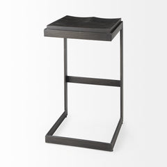Kiran Black Wood C-Shape Bar Stool - Ornate Home