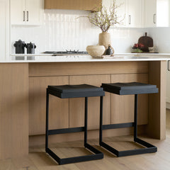 Kiran Black Wood C-Shape Counter Stool - Ornate Home
