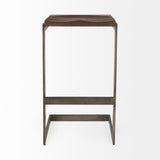 Kiran Medium Brown/Antique Nickel Wood Bar Stool - Ornate Home