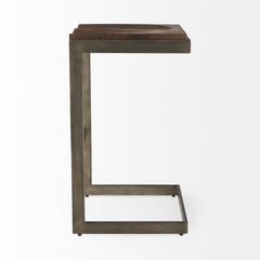 Kiran Medium Brown/Antique Nickel Wood Bar Stool - Ornate Home