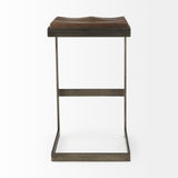 Kiran Medium Brown/Antique Nickel Wood Bar Stool - Ornate Home