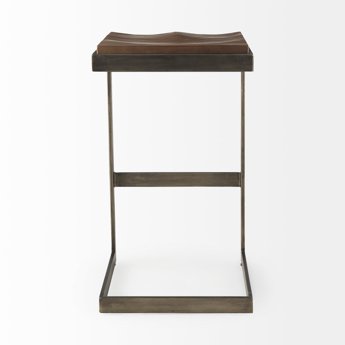 Kiran Medium Brown/Antique Nickel Wood Bar Stool - Ornate Home
