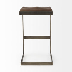 Kiran Medium Brown/Antique Nickel Wood Bar Stool - Ornate Home