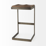 Kiran Medium Brown/Antique Nickel Wood Bar Stool - Ornate Home