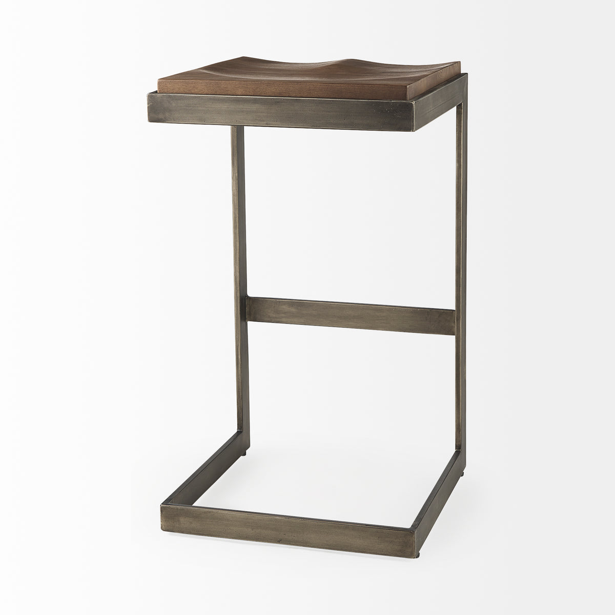Kiran Medium Brown/Antique Nickel Wood Bar Stool - Ornate Home