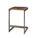 Kiran Medium Brown/Antique Nickel Wood Counter Stool - Ornate Home