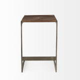 Kiran Medium Brown/Antique Nickel Wood Counter Stool - Ornate Home