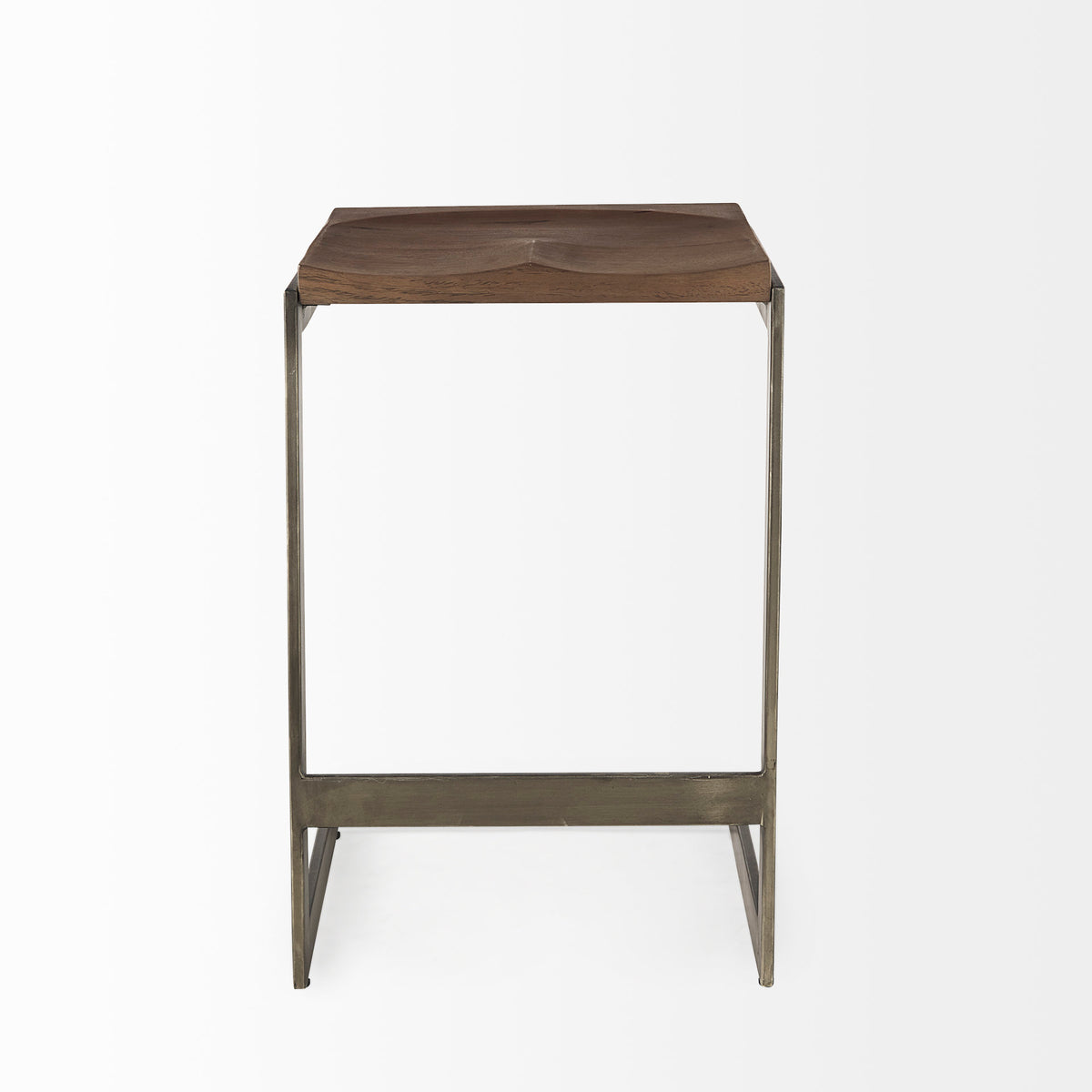 Kiran Medium Brown/Antique Nickel Wood Counter Stool - Ornate Home