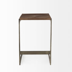 Kiran Medium Brown/Antique Nickel Wood Counter Stool - Ornate Home