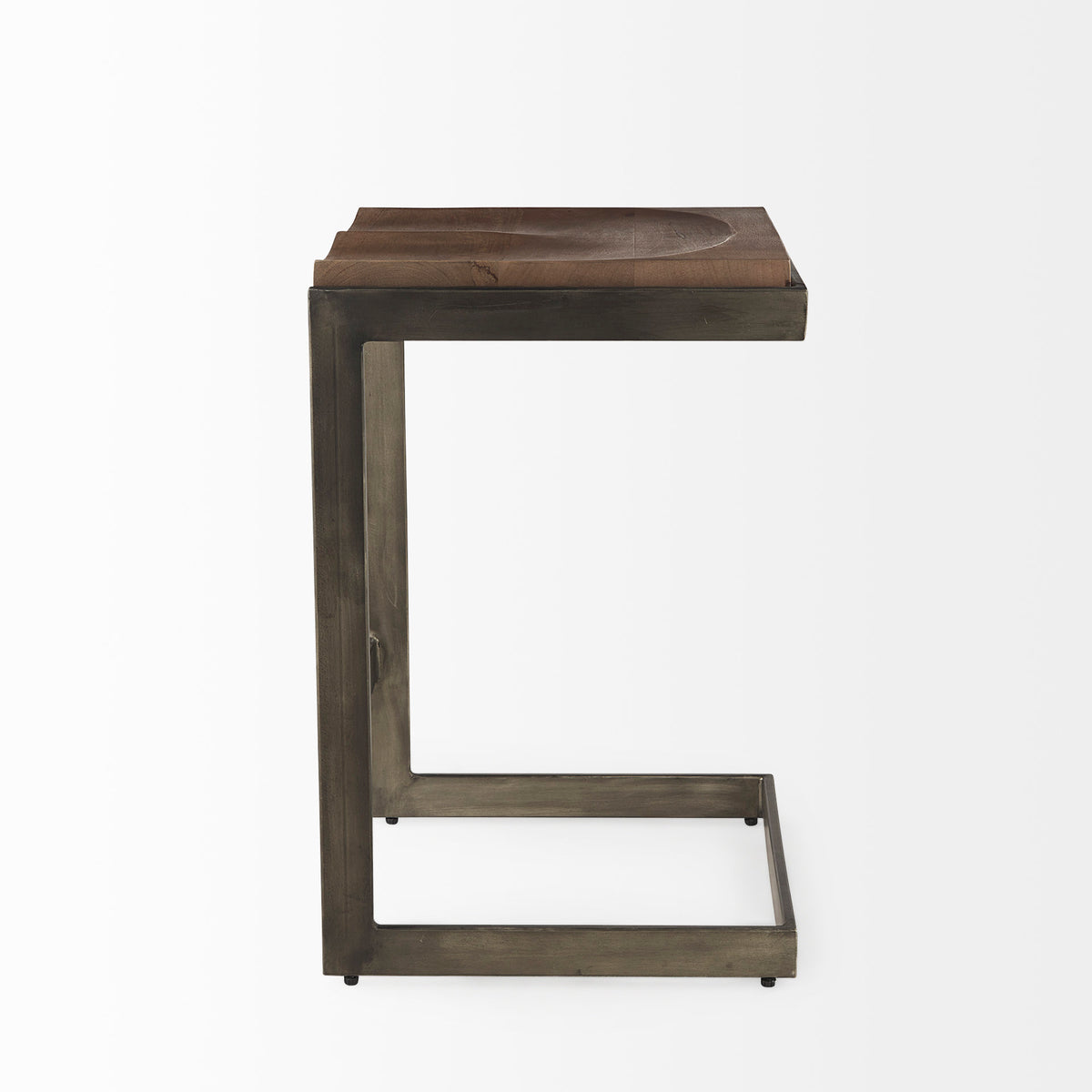 Kiran Medium Brown/Antique Nickel Wood Counter Stool - Ornate Home