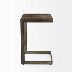 Kiran Medium Brown/Antique Nickel Wood Counter Stool - Ornate Home