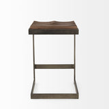 Kiran Medium Brown/Antique Nickel Wood Counter Stool - Ornate Home