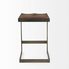 Kiran Medium Brown/Antique Nickel Wood Counter Stool - Ornate Home
