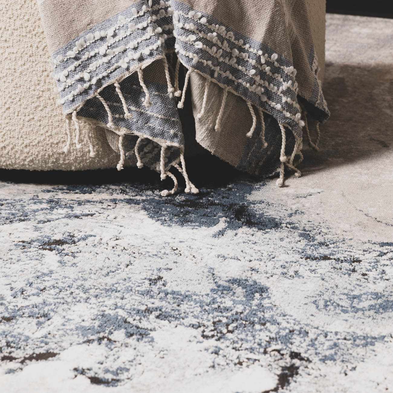 Kirkland Dark Blue Marble Rug - Ornate Home