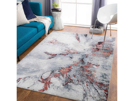 Kirkland Silver-Red Marble Rug - Ornate Home