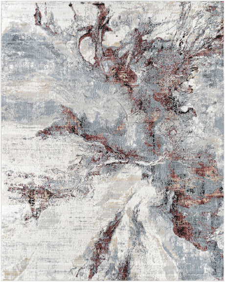 Kirkland Silver-Red Marble Rug - Ornate Home