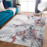 Kirkland Silver-Red Marble Rug - Ornate Home