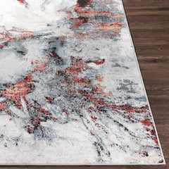 Kirkland Silver-Red Marble Rug - Ornate Home