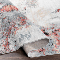 Kirkland Silver-Red Marble Rug - Ornate Home